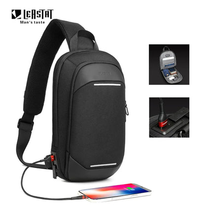 Men's Multifunction Anti-theft USB Shoulder Bag Man Crossbody Cross body Travel Sling Chest Bags Pack Messenger Pack For Male