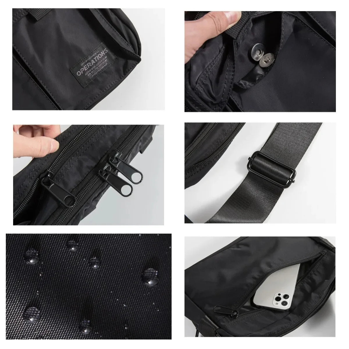 Men's Multifunction Oxford Shoulder Waterproof Travel Cross Body Messenger Crossbody Sling Bag Pack for Male Women Female