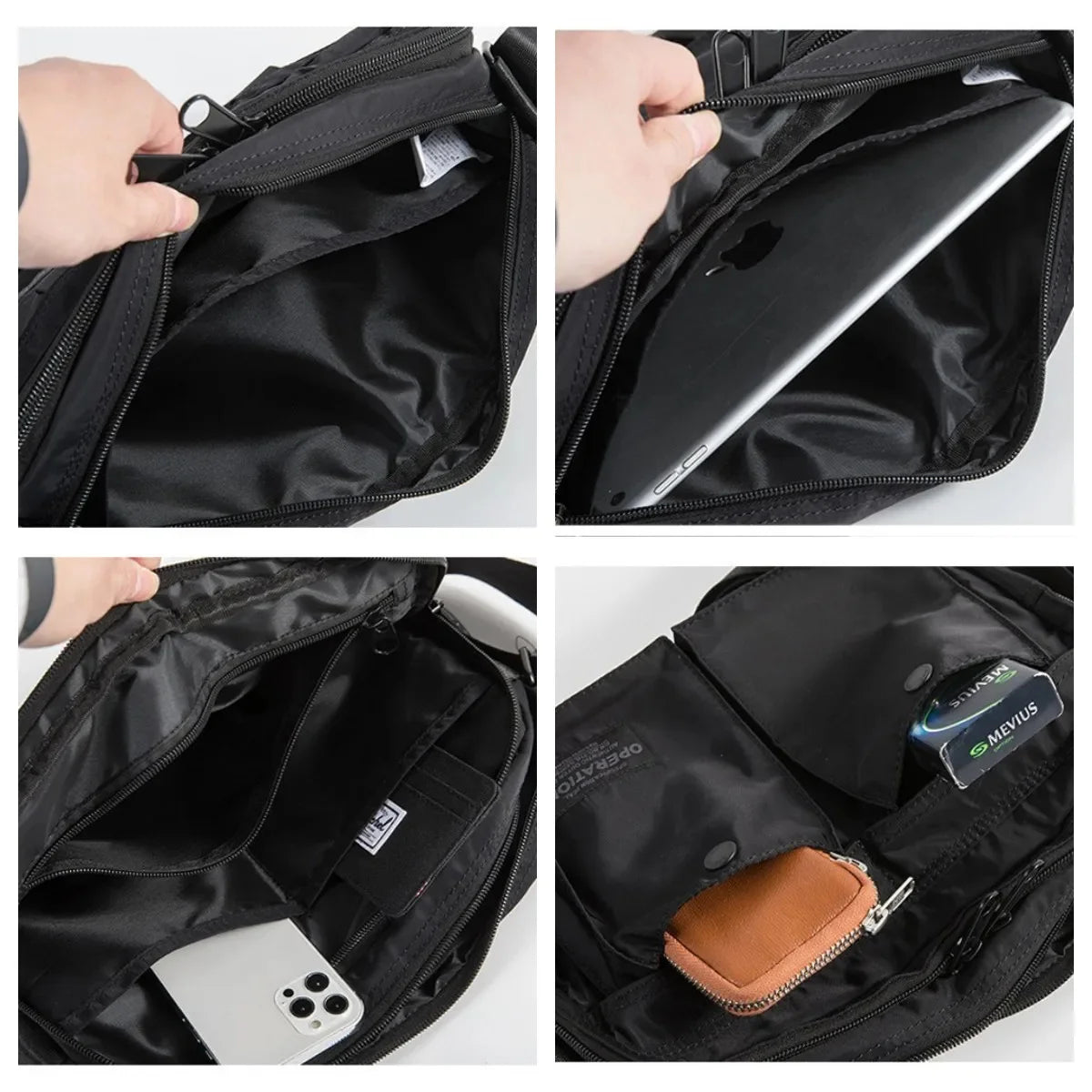 Men's Multifunction Oxford Shoulder Waterproof Travel Cross Body Messenger Crossbody Sling Bag Pack for Male Women Female