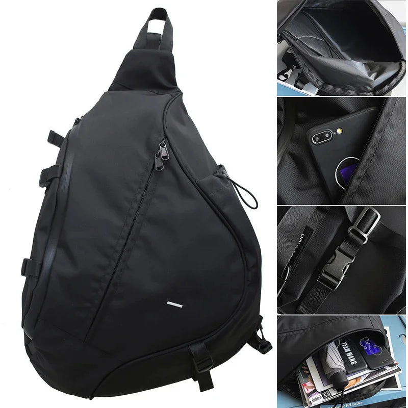 Men‘s New Trendy Casual Shoulder Hip Hop Large Capacity Travel Messenger Crossbody Sling Chest Bag Pack for Male Female