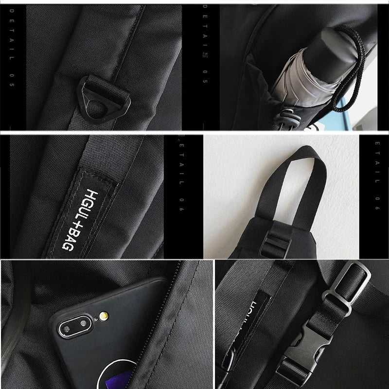 Men‘s New Trendy Casual Shoulder Hip Hop Large Capacity Travel Messenger Crossbody Sling Chest Bag Pack for Male Female
