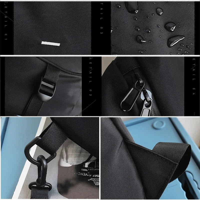 Men‘s New Trendy Casual Shoulder Hip Hop Large Capacity Travel Messenger Crossbody Sling Chest Bag Pack for Male Female