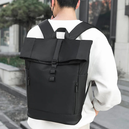 Men's Nylon Backpack Waterproof Large-capacity Commute Computer Package Man Travel Rucksack Leisure Simplicity Student Schoolbag