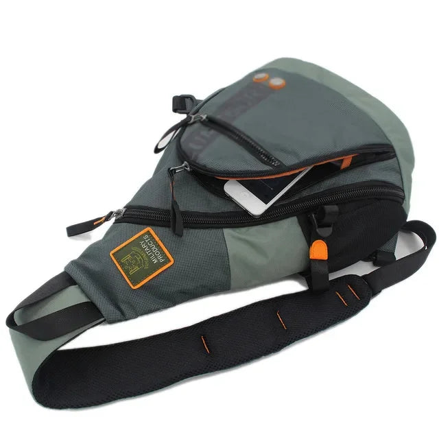 Men's Nylon Sling Knapsack Shoulder Messenger Cross Body Trekking Bags Chest Bag Laptop Kettle Travel Assault Single Back Pack