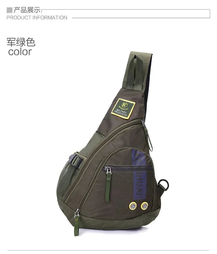 Men's Nylon Sling Knapsack Shoulder Messenger Cross Body Trekking Bags Chest Bag Laptop Kettle Travel Assault Single Back Pack