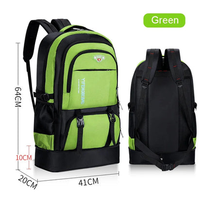 Men's Outdoor Backpack 65L High Capacity Climbing Travel Rucksack School Bag Sports Camping Hiking Pack For Male Female Women