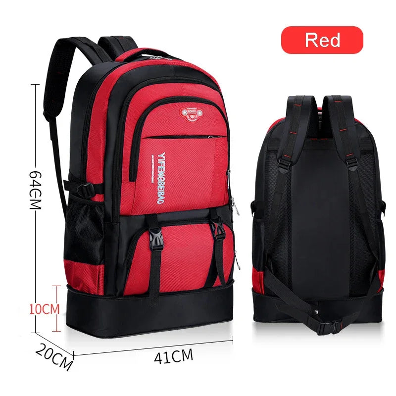Men's Outdoor Backpack 65L High Capacity Climbing Travel Rucksack School Bag Sports Camping Hiking Pack For Male Female Women