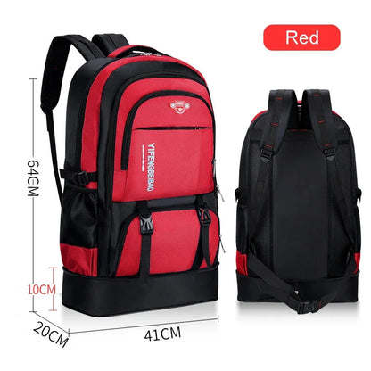 Men's Outdoor Backpack 65L High Capacity Climbing Travel Rucksack School Bag Sports Camping Hiking Pack For Male Female Women
