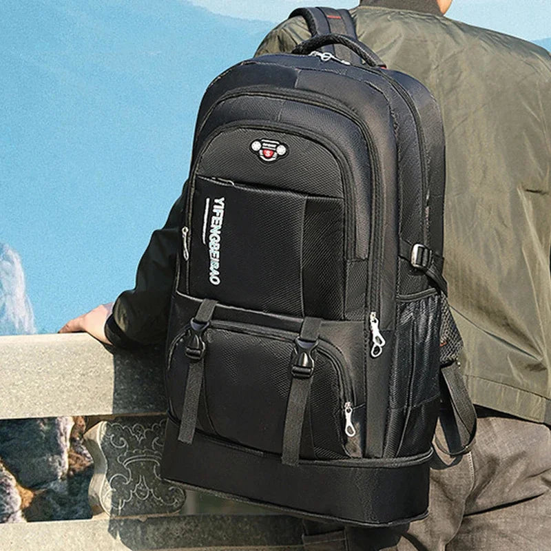 Men's Outdoor Backpack 65L High Capacity Climbing Travel Rucksack School Bag Sports Camping Hiking Pack For Male Female Women