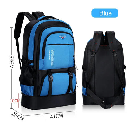 Men's Outdoor Backpack 65L High Capacity Climbing Travel Rucksack School Bag Sports Camping Hiking Pack For Male Female Women