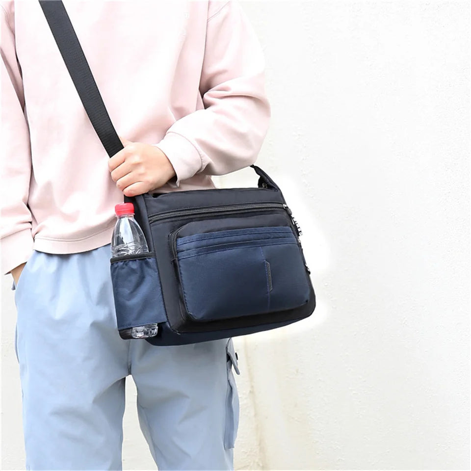 Men's Oxford Shoulder Bag Casual Large Capacity Multi-pocket Handbag Messenger Bag Male Crossbody Bags Tote