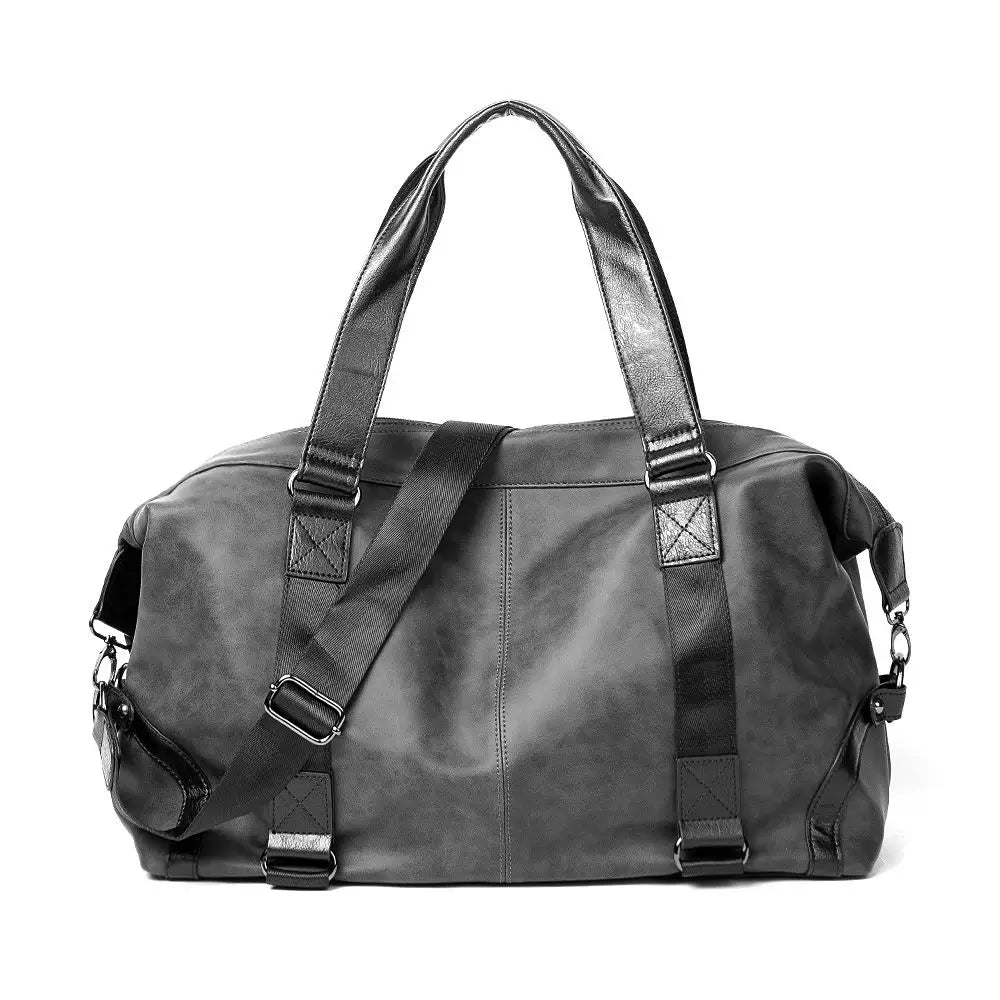 Men's Pu Leather Multifunctional Waterproof Handbags Korean Fashion Casual Cross-body Travel Large Capacity Duffle Bags for Men