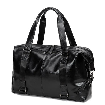 Men's Pu Leather Multifunctional Waterproof Handbags Korean Fashion Casual Cross-body Travel Large Capacity Duffle Bags for Men