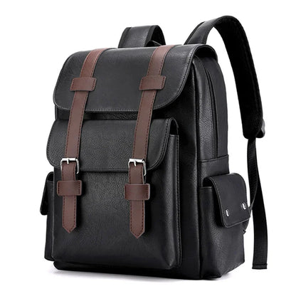 Men's Retro Leather Backpack Laptop School Male Business Shoulder Bag Multi-function Large Capacity Men bag Waterproof