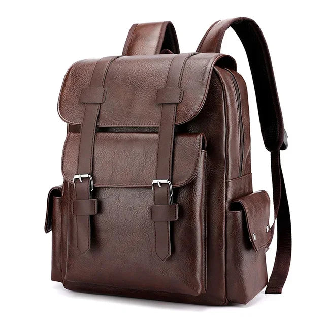 Men's Retro Leather Backpack Laptop School Male Business Shoulder Bag Multi-function Large Capacity Men bag Waterproof
