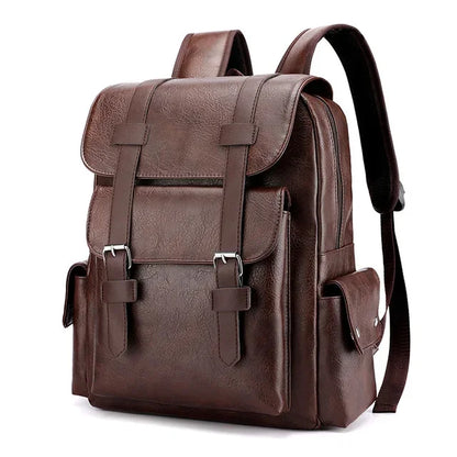 Men's Retro Leather Backpack Laptop School Male Business Shoulder Bag Multi-function Large Capacity Men bag Waterproof