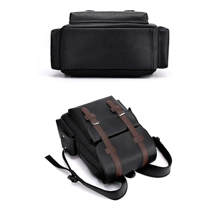 Men's Retro Leather Backpack Laptop School Male Business Shoulder Bag Multi-function Large Capacity Men bag Waterproof