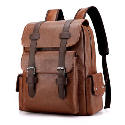 Men's Retro Leather Backpack Laptop School Male Business Shoulder Bag Multi-function Large Capacity Men bag Waterproof