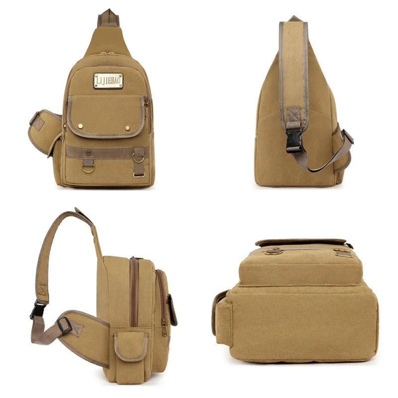 Men's Retro Leisure Canvas Chest Packs Designer High Quality Male Trend Crossbody Bags Large-capacity Fashion Light Shoulder Bag
