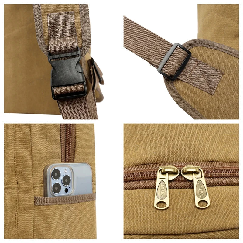 Men's Retro Leisure Canvas Chest Packs Designer High Quality Male Trend Crossbody Bags Large-capacity Fashion Light Shoulder Bag