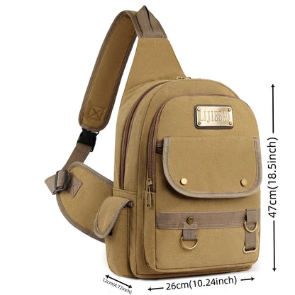 Men's Retro Leisure Canvas Chest Packs Designer High Quality Male Trend Crossbody Bags Large-capacity Fashion Light Shoulder Bag