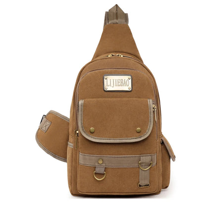 Men's Retro Leisure Canvas Chest Packs Designer High Quality Male Trend Crossbody Bags Large-capacity Fashion Light Shoulder Bag