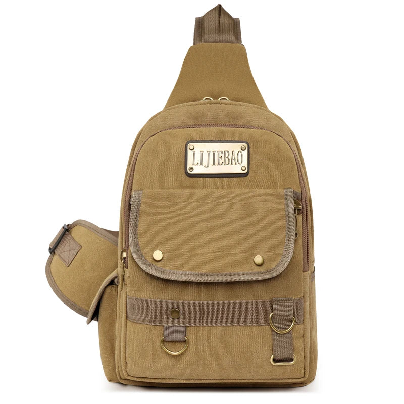Men's Retro Leisure Canvas Chest Packs Designer High Quality Male Trend Crossbody Bags Large-capacity Fashion Light Shoulder Bag