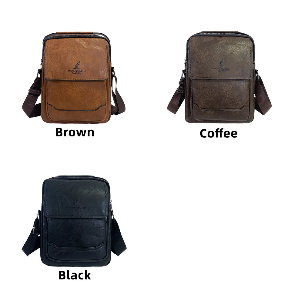 Men's Retro Pu Soft Leather Shoulder Bags Versatile Large-capacity High Quality Fashion Texture Commuter Bags Men Handbags
