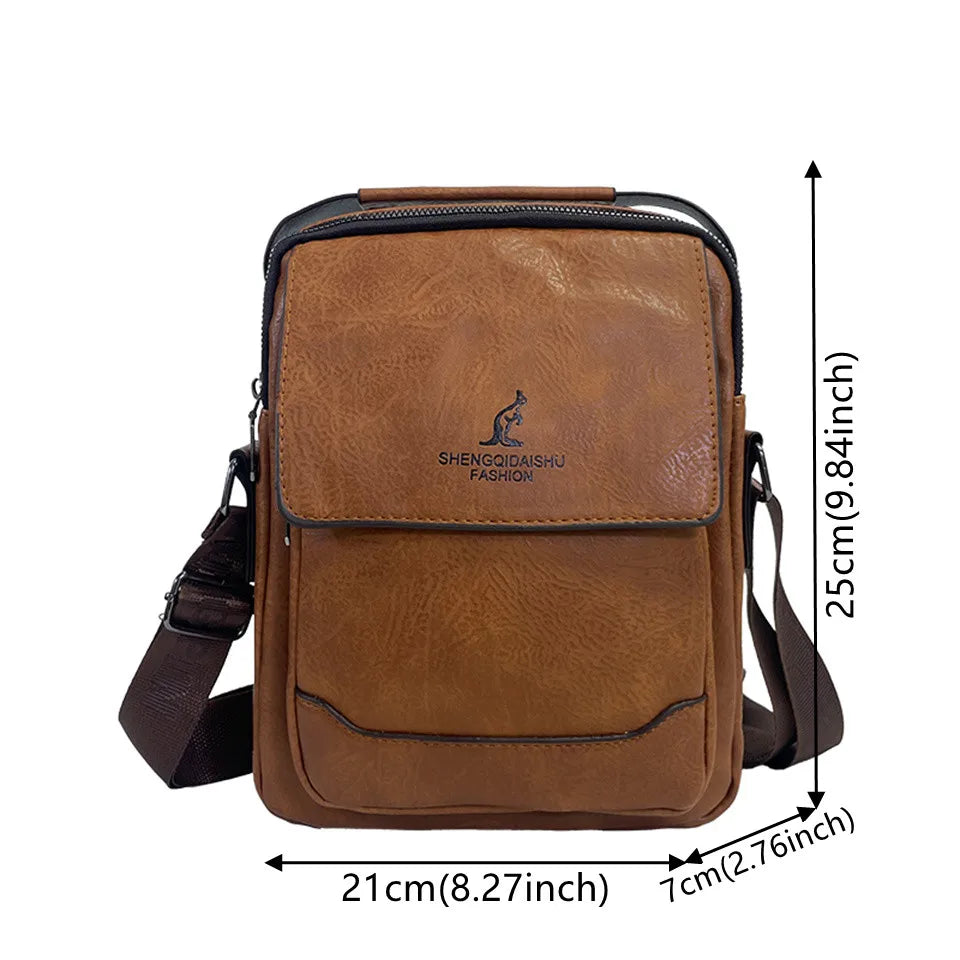 Men's Retro Pu Soft Leather Shoulder Bags Versatile Large-capacity High Quality Fashion Texture Commuter Bags Men Handbags