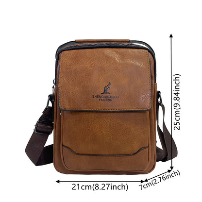 Men's Retro Pu Soft Leather Shoulder Bags Versatile Large-capacity High Quality Fashion Texture Commuter Bags Men Handbags