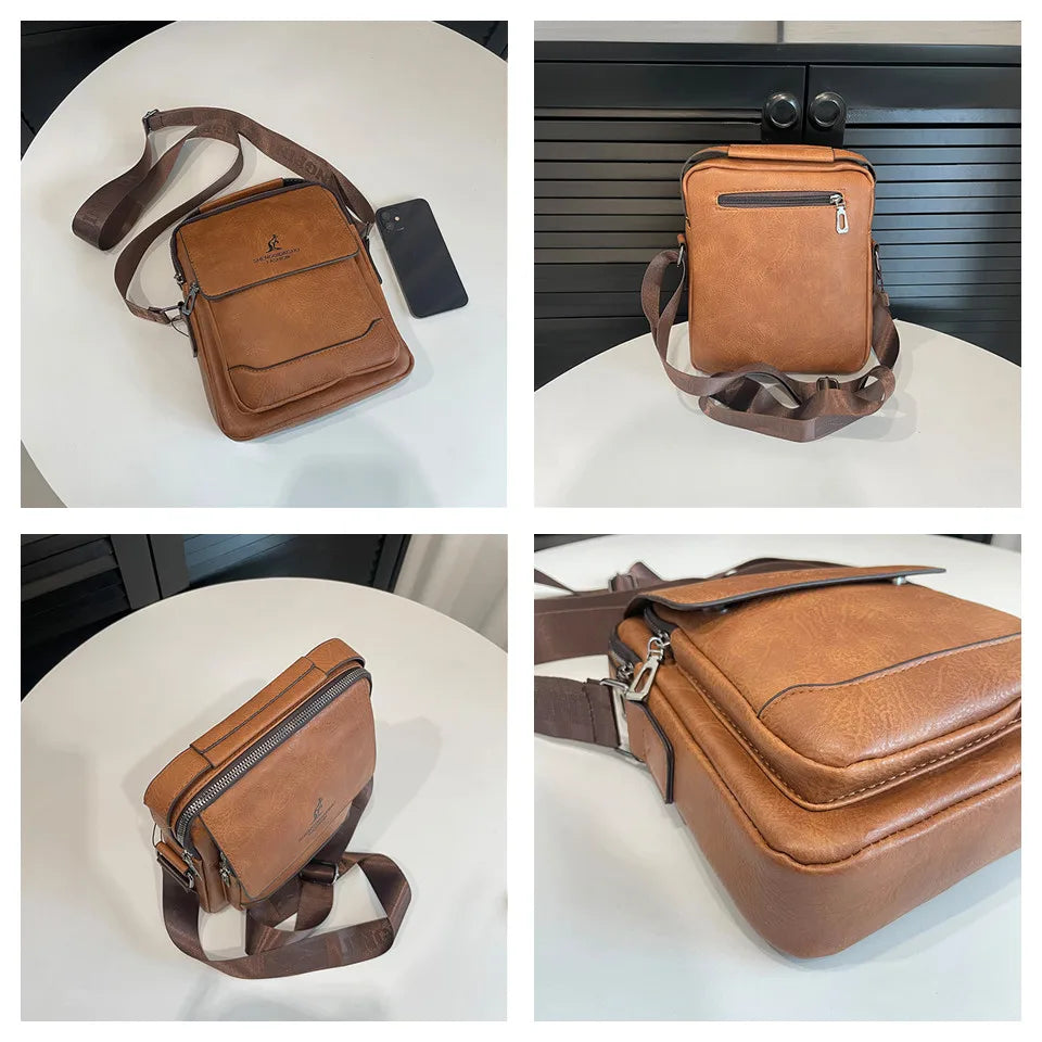 Men's Retro Pu Soft Leather Shoulder Bags Versatile Large-capacity High Quality Fashion Texture Commuter Bags Men Handbags