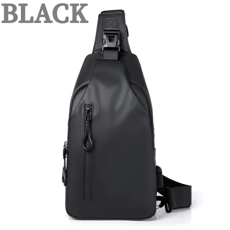 Men's Shoulder Chest Crossbody s Outdoor Waterproof with Usb Charging Port Lightweight Sling Bag for Hiking Cycling