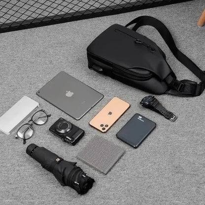 Men's Shoulder Chest Crossbody s Outdoor Waterproof with Usb Charging Port Lightweight Sling Bag for Hiking Cycling