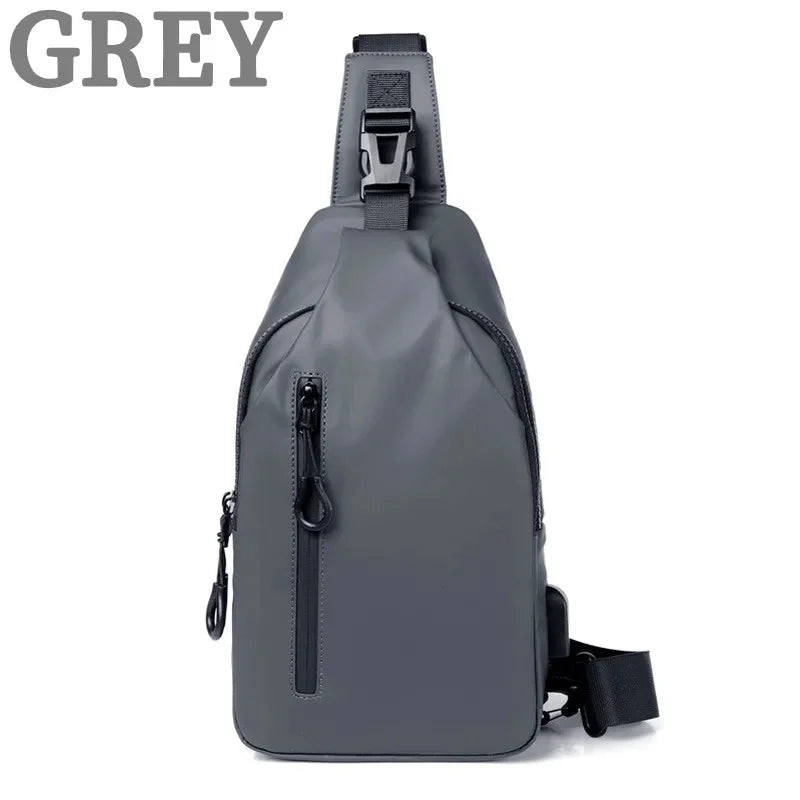 Men's Shoulder Chest Crossbody s Outdoor Waterproof with Usb Charging Port Lightweight Sling Bag for Hiking Cycling
