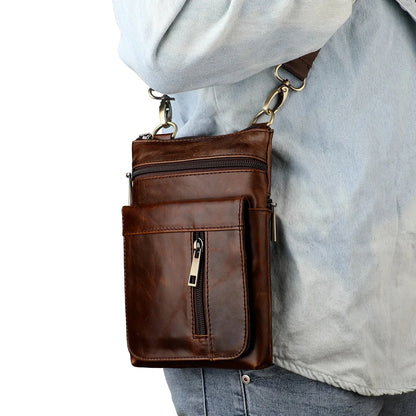 Men's Shoulder s Vintage Large-Capacity Soft Leather Cross Body Top Layer Cowhide Vertical Messenger Business Bag