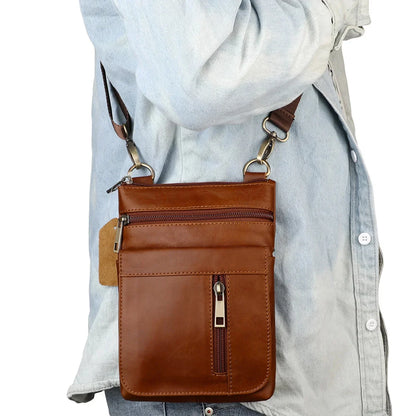 Men's Shoulder s Vintage Large-Capacity Soft Leather Cross Body Top Layer Cowhide Vertical Messenger Business Bag