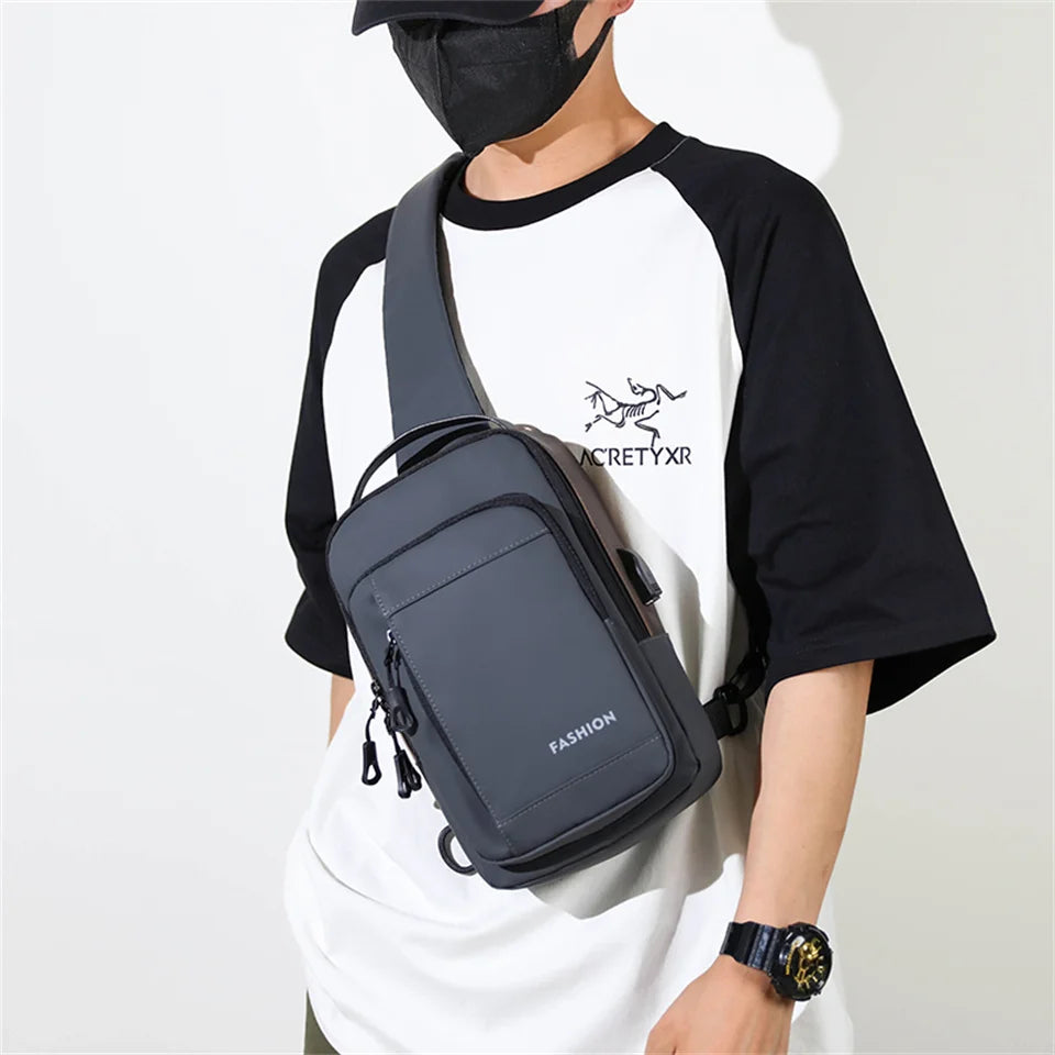 Men's Simple Shoulder Bag Waterproof Men's Casual Handbag Large Capacity Lightweight Men's Fashion Versatile Bag