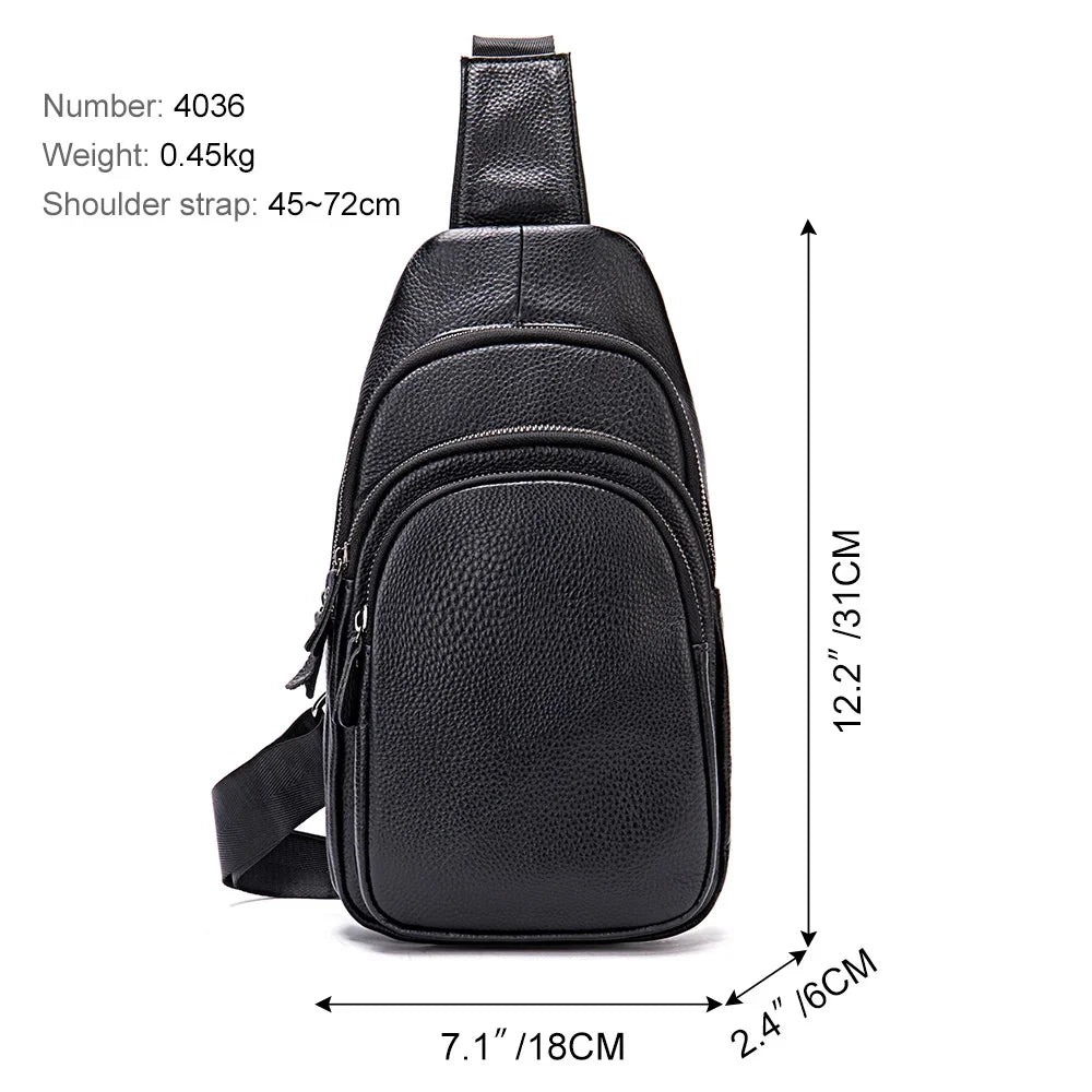 Men's Sling Casual Men’s s Genuine Leather Shoulder Crossbody Man Travel Chest Pack Side Bags My Orders