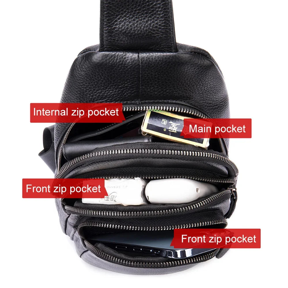 Men's Sling Casual Men’s s Genuine Leather Shoulder Crossbody Man Travel Chest Pack Side Bags My Orders