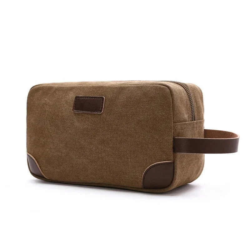 Men's Small Bag Good Quality Canvas Hand Bags Casual Travel Phone Pouch Card Bag Leather Handle Multicolor Male Mini Clutch Bag