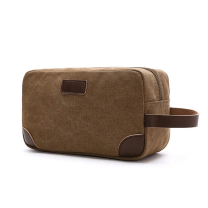 Men's Small Bag Good Quality Canvas Hand Bags Casual Travel Phone Pouch Card Bag Leather Handle Multicolor Male Mini Clutch Bag