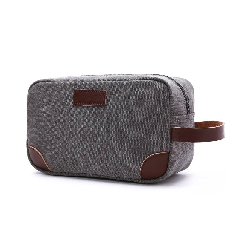 Men's Small Bag Good Quality Canvas Hand Bags Casual Travel Phone Pouch Card Bag Leather Handle Multicolor Male Mini Clutch Bag