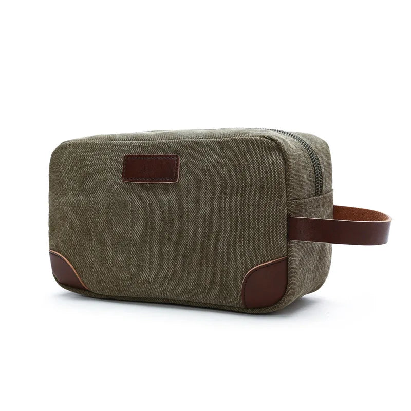 Men's Small Bag Good Quality Canvas Hand Bags Casual Travel Phone Pouch Card Bag Leather Handle Multicolor Male Mini Clutch Bag