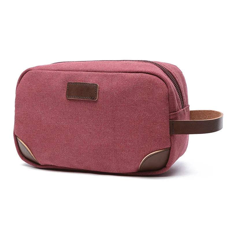 Men's Small Bag Good Quality Canvas Hand Bags Casual Travel Phone Pouch Card Bag Leather Handle Multicolor Male Mini Clutch Bag