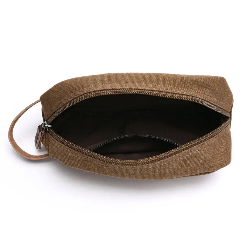 Men's Small Bag Good Quality Canvas Hand Bags Casual Travel Phone Pouch Card Bag Leather Handle Multicolor Male Mini Clutch Bag