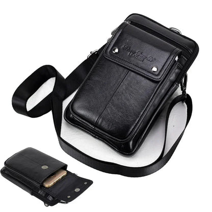 Men's Small Square High Quality Multi-Function Messenger Bag Genuine Leather Shoulder Bags Retro Business Single shoulder bag