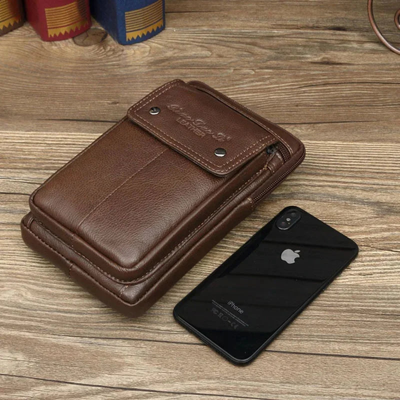 Men's Small Square High Quality Multi-Function Messenger Bag Genuine Leather Shoulder Bags Retro Business Single shoulder bag