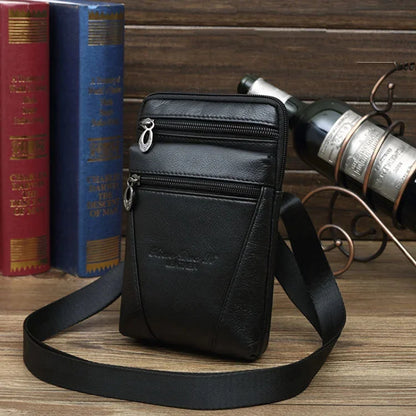 Men's Small Square High Quality Multi-Function Messenger Bag Genuine Leather Shoulder Bags Retro Business Single shoulder bag