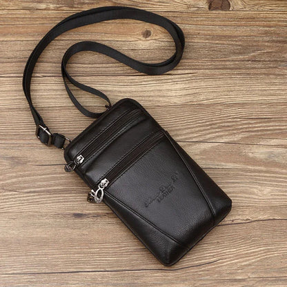 Men's Small Square High Quality Multi-Function Messenger Bag Genuine Leather Shoulder Bags Retro Business Single shoulder bag