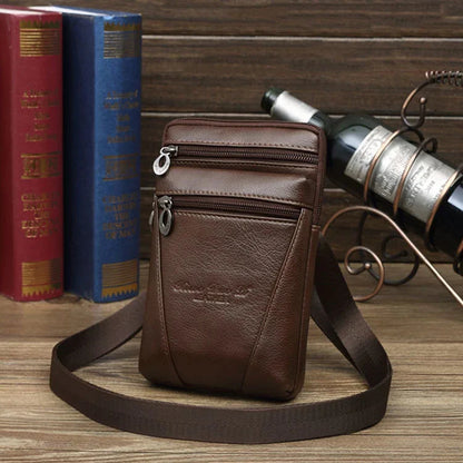 Men's Small Square High Quality Multi-Function Messenger Bag Genuine Leather Shoulder Bags Retro Business Single shoulder bag